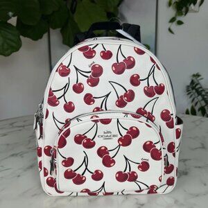 COACH Court Backpack Cherry Print Silver Red Multi-Leather